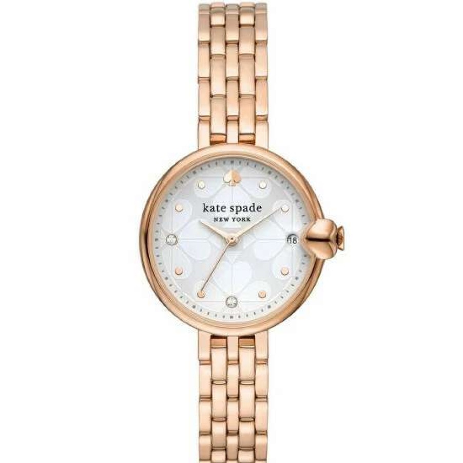 Accessories * | Outlet Kate Spade New York Women'S Chelsea Park Three-Hand Date Stainless Steel Bracelet Watch Rose Gold