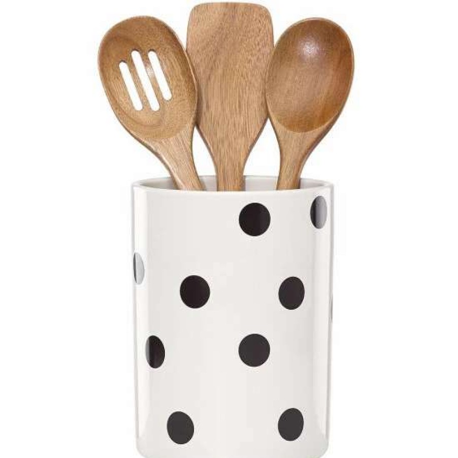 Home * | Best Deal Kate Spade New York All In Good Taste Scatter Dot Crock And Wooden Utensils