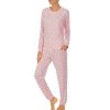 Lingerie * | Outlet Kate Spade New York Sweater Knit Long Sleeve Crew Neck Animal Print Coordinating Pajama Set Pink Print