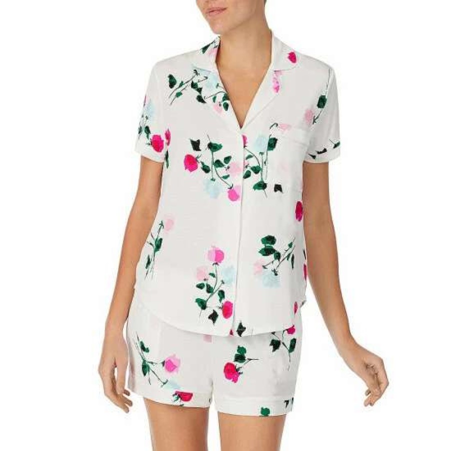 Lingerie * | Best Sale Kate Spade New York Ed Jersey Shorts And Top Coordinating Pajamas Set Floral Print