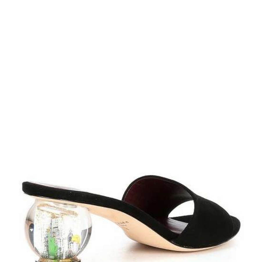 Shoes * | Best Deal Kate Spade New York Polished Suede Clear Ball Heel Slides Black