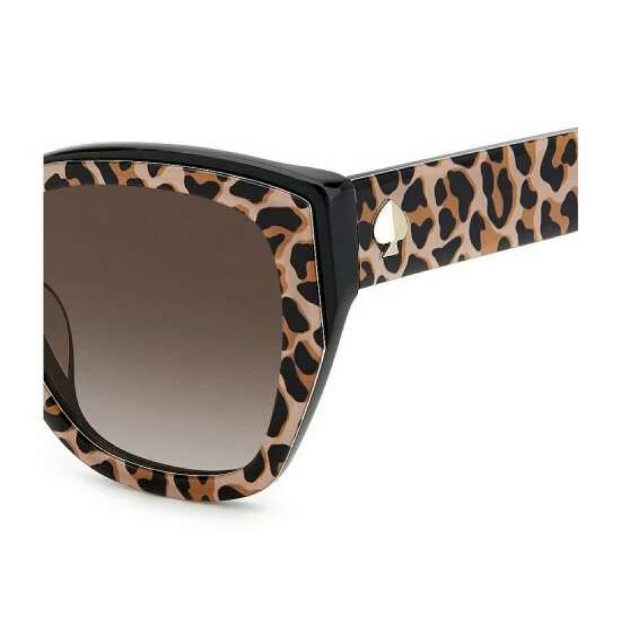 Accessories * | Best Pirce Kate Spade New York Yolanda Leopard Square Sunglasses Black Leopard