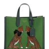 Handbags * | Budget Kate Spade New York Lucy Manhattan Lady Leopard Embroidered Tote Bag Bitter Green Multi