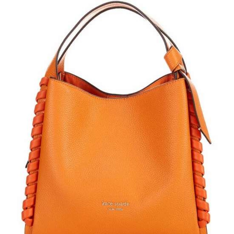 Handbags * | Cheapest Kate Spade New York Knott Whipstitch Leather Medium Crossbody Bag Orange Zinnia Multi