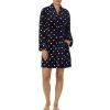 Lingerie * | Top 10 Kate Spade New York Chenille Polka Dot Print Plush Long Sleeve Tie Front Short Wrap Robe Navy