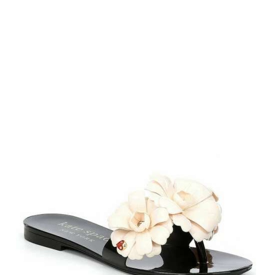 Shoes * | Buy Kate Spade New York Jaylee 3D Flowers Jelly Slides Black/French Cream