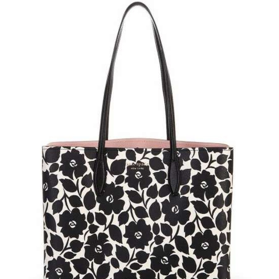 Handbags * | New Kate Spade New York All Day Rosy Garden Printed Pvc Large Tote Bag Black Multi