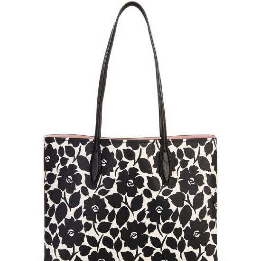 Handbags * | New Kate Spade New York All Day Rosy Garden Printed Pvc Large Tote Bag Black Multi