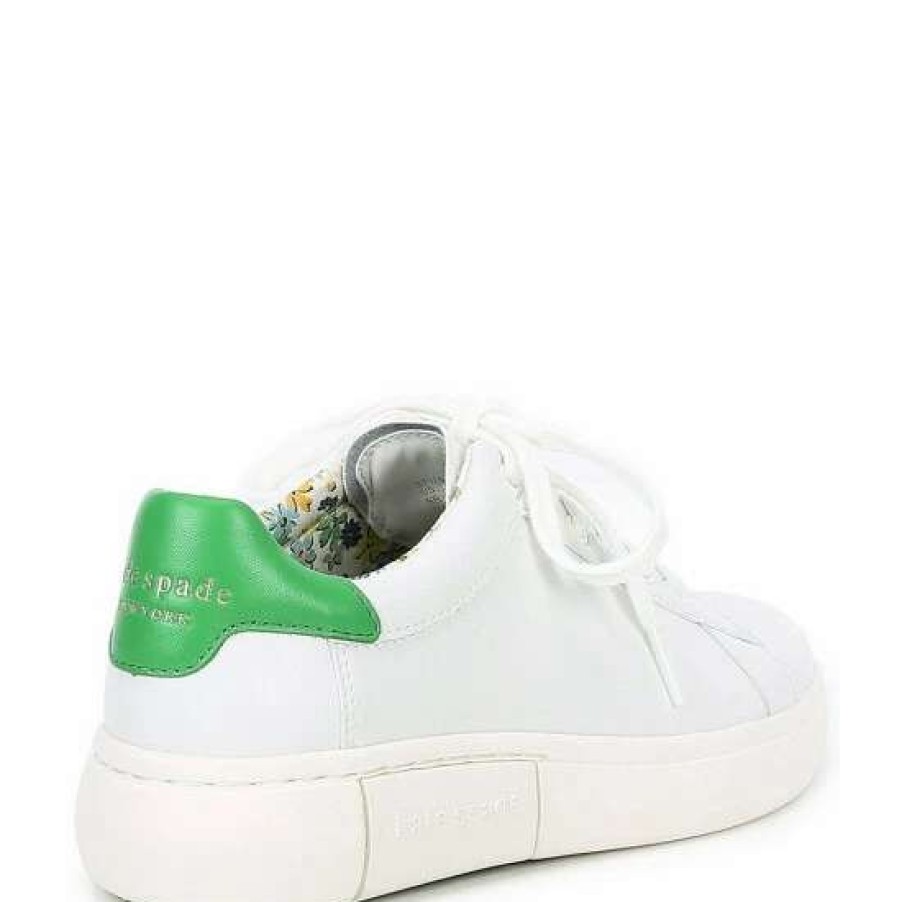 Shoes * | Hot Sale Kate Spade New York Lift Leather Lace-Up Sneakers Optic White/Fresh Greens