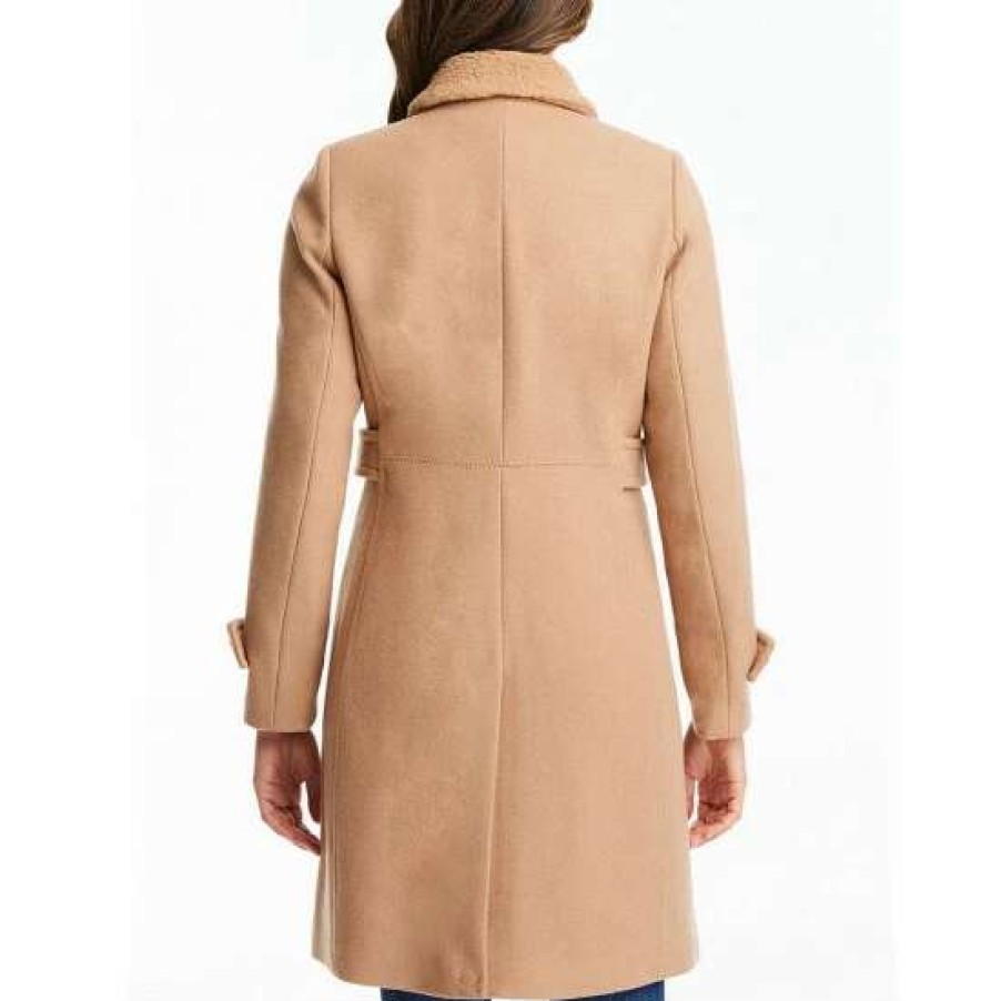 Women'S Clothing * | Coupon Kate Spade New York Faux Fur Sherpa Point Collar Long Sleeve Single Breasted Wool Blend Coat