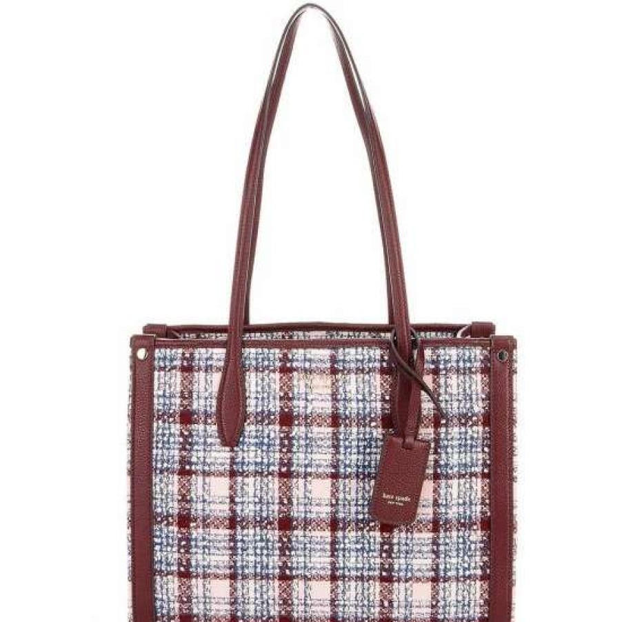 Handbags * | Buy Kate Spade New York Market Tweed Medium Tote Bag Dark Merlot Multi