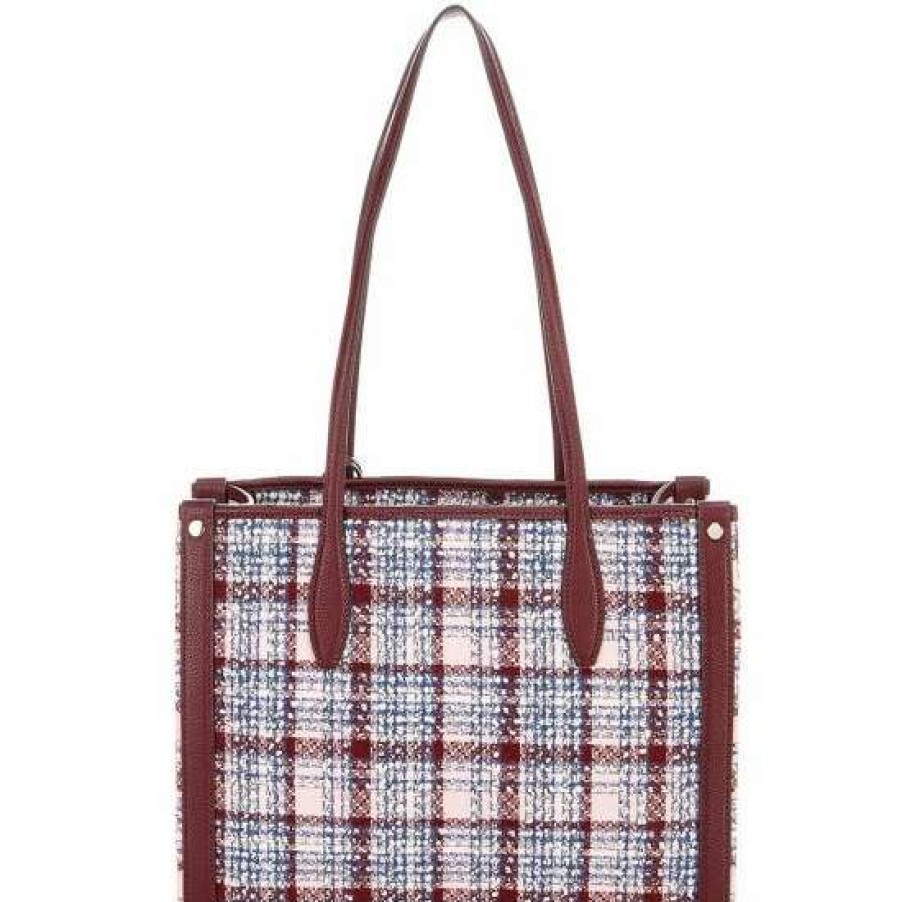 Handbags * | Buy Kate Spade New York Market Tweed Medium Tote Bag Dark Merlot Multi