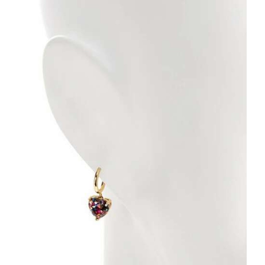 Accessories * | Budget Kate Spade New York My Love Glitter Heart Huggie Earrings Multi Glitter