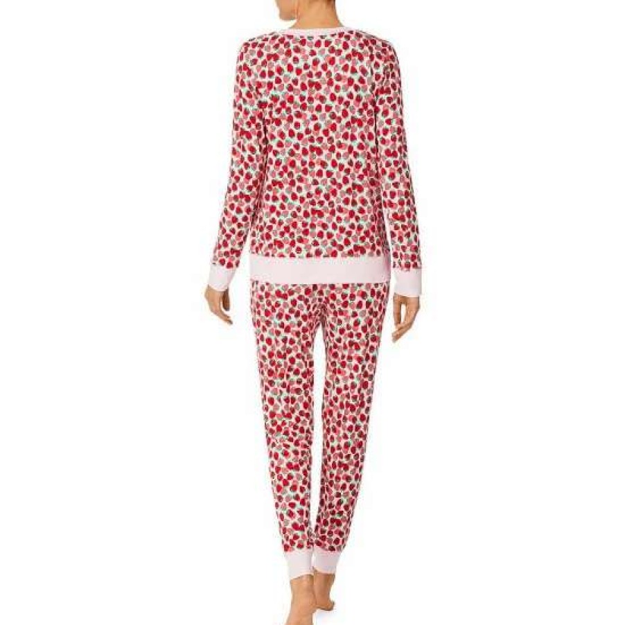 Lingerie * | Coupon Kate Spade New York Wildberry Print Long Sleeve Round Neck Coordinating Pajama Set Pink/Novel