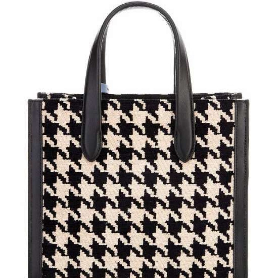 Handbags * | Flash Sale Kate Spade New York Manhattan Houndstooth Small Tote Bag Black Multi