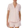 Lingerie * | Cheap Kate Spade New York Heart Print Short Sleeve Notch Collar Button Front Shorty Pajama Set Pink