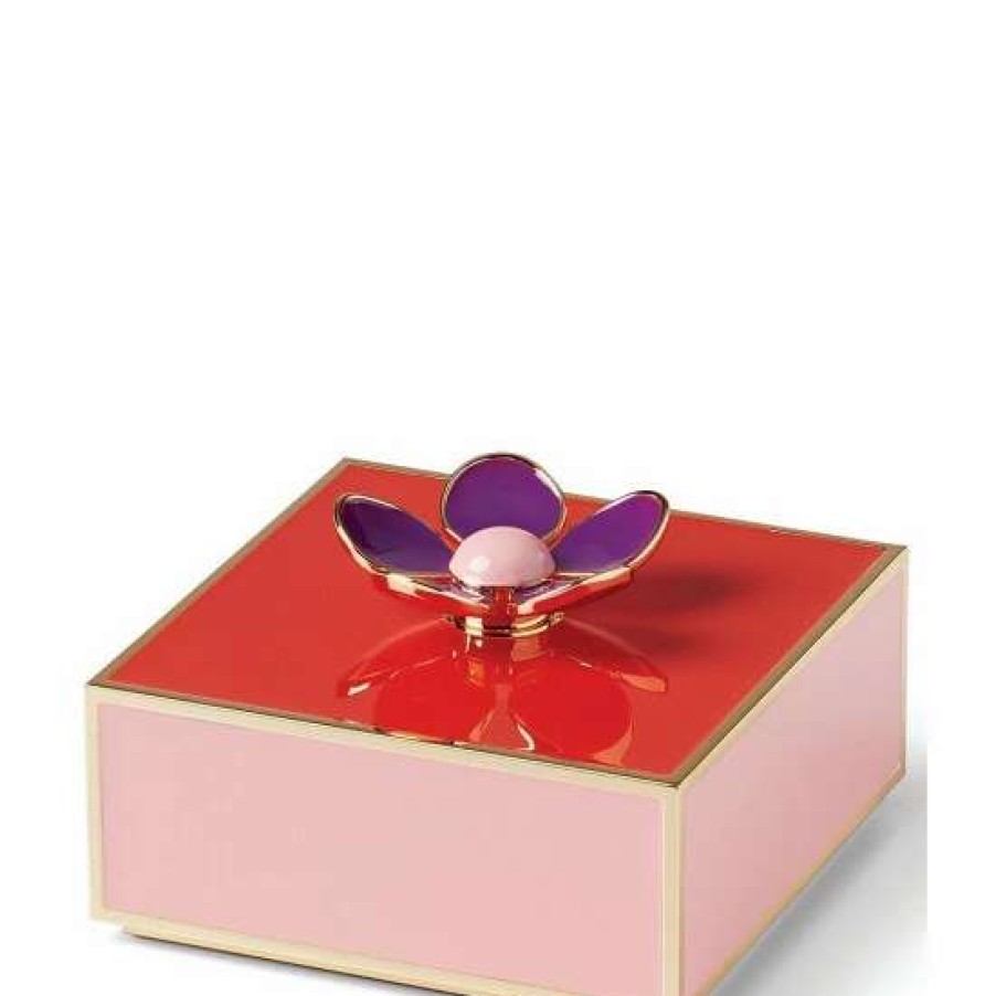 Accessories * | Discount Kate Spade New York Make It Pop Floral Red & Pink Covered Keepsake Box