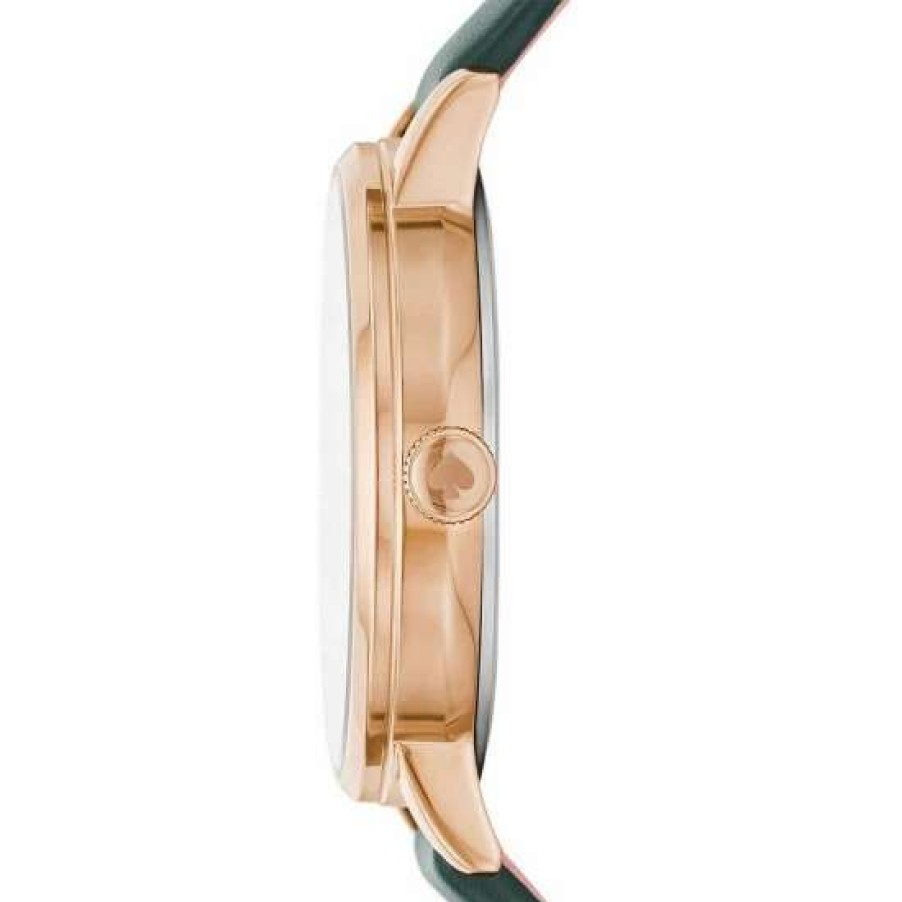 Accessories * | Buy Kate Spade New York Women'S Metro Bookworm Three-Hand Leather Strap Watch Green