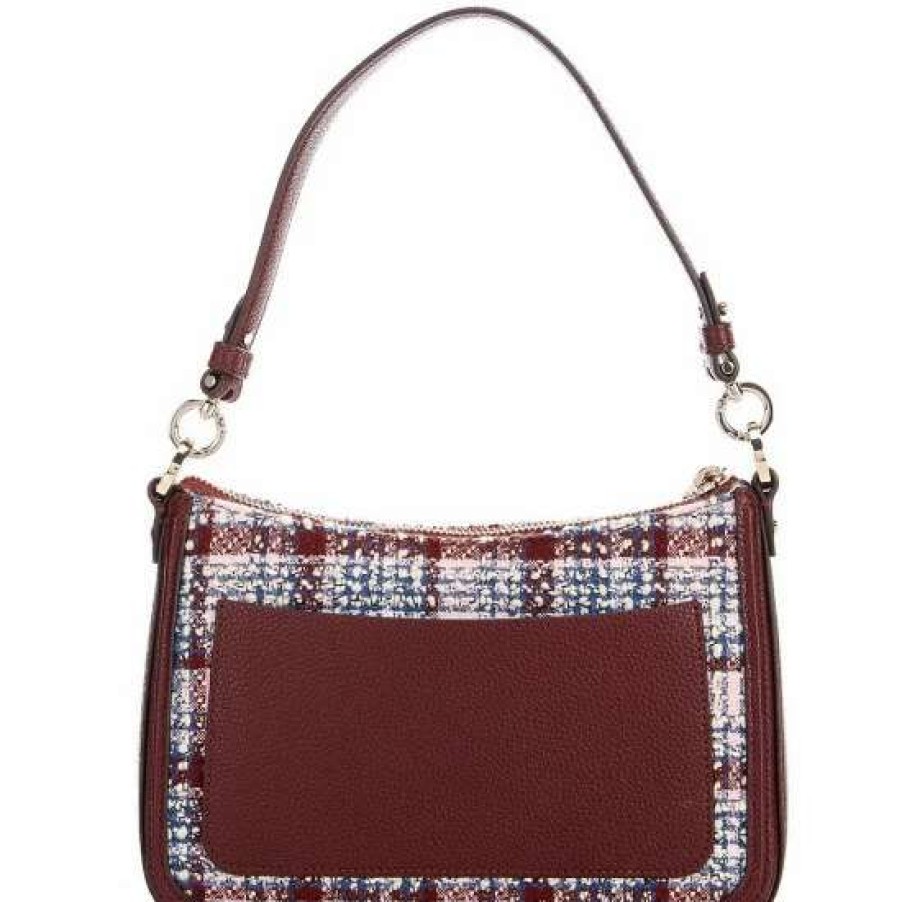 Handbags * | Flash Sale Kate Spade New York Hudson Tweed Medium Convertible Crossbody Bag Dark Merlot Multi