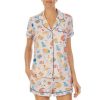 Lingerie * | Best Reviews Of Kate Spade New York Short Sleeve Notch Collar Button Front Shorty Pajama Set Peach