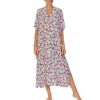 Lingerie * | New Kate Spade New York Floral Print 3/4 Sleeve Split V-Neck Side Slit Woven Caftan Multicolor