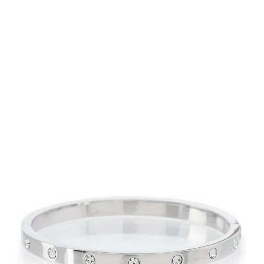 Accessories * | Best Reviews Of Kate Spade New York Set In Stone Hinged Gold-Plated Bangle Bracelet