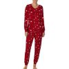 Lingerie * | Best Sale Kate Spade New York Deck The Paws Print Long Sleeve Scoop Neck Knit Holiday Pajama Set Red Print