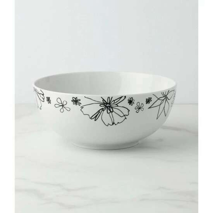 Home * | Best Deal Kate Spade New York Garden Doodle Serving Bowl White