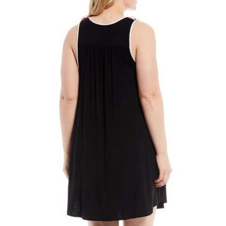 Lingerie * | Coupon Kate Spade New York Plus Size Scoop Neck Solid Jersey Knit Chemise Black