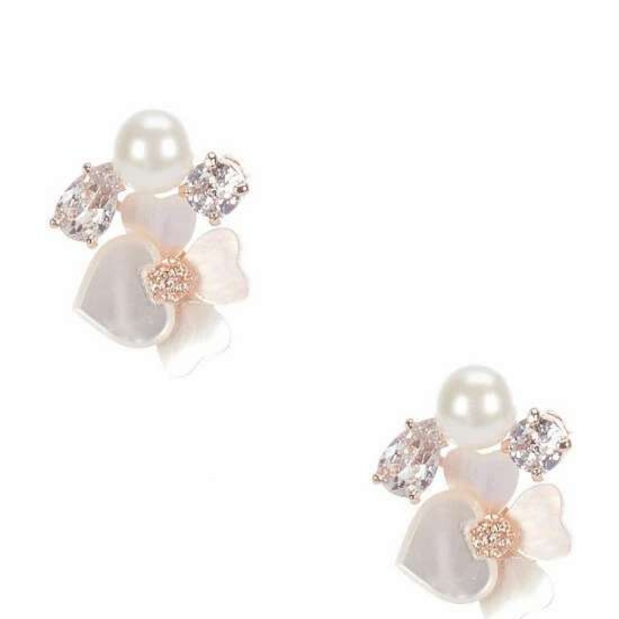 Accessories * | Promo Kate Spade New York Precious Pansy Cluster Stud Earrings White Multi