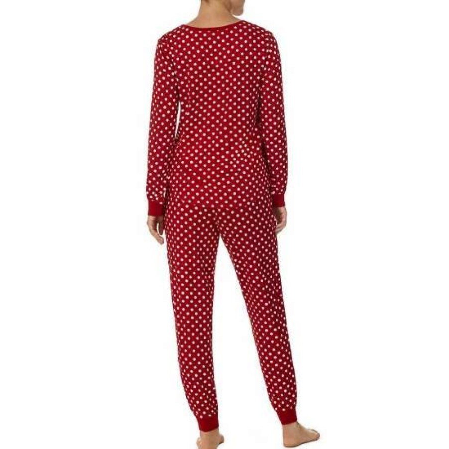 Lingerie * | Budget Kate Spade New York Long Sleeve Scoop Neck Jersey Knit Dotted Pajama Set