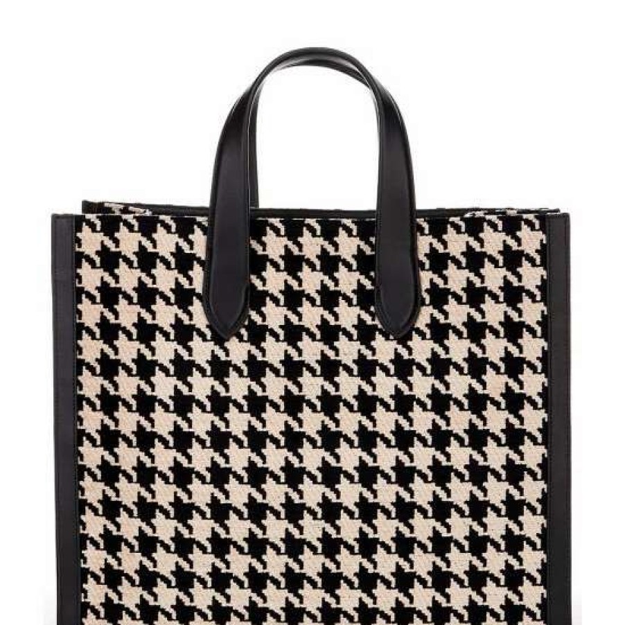 Handbags * | Flash Sale Kate Spade New York Manhattan Houndstooth Large Tote Bag Black Multi