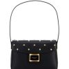 Handbags * | New Kate Spade New York Katy Pearl Embellished Textured Leather Medium Shoulder Bag Black Multi