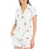 Lingerie * | Best Pirce Kate Spade New York Celebration Printed Knit Shorty Coordinating Pajama Set White Novel