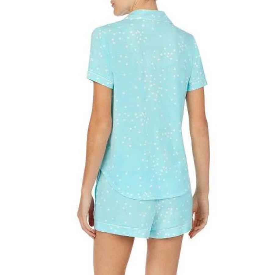 Lingerie * | Best Sale Kate Spade New York Confetti Dot Printed Mrs. Jersey Shorts & Top Coordinating Pajama Set Aqua