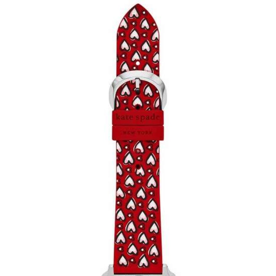 Accessories * | Best Reviews Of Kate Spade New York Heart Print Silicone 38/40/41Mm Band For Smart Watch Red