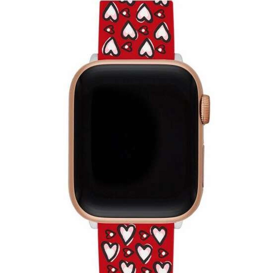 Accessories * | Best Reviews Of Kate Spade New York Heart Print Silicone 38/40/41Mm Band For Smart Watch Red