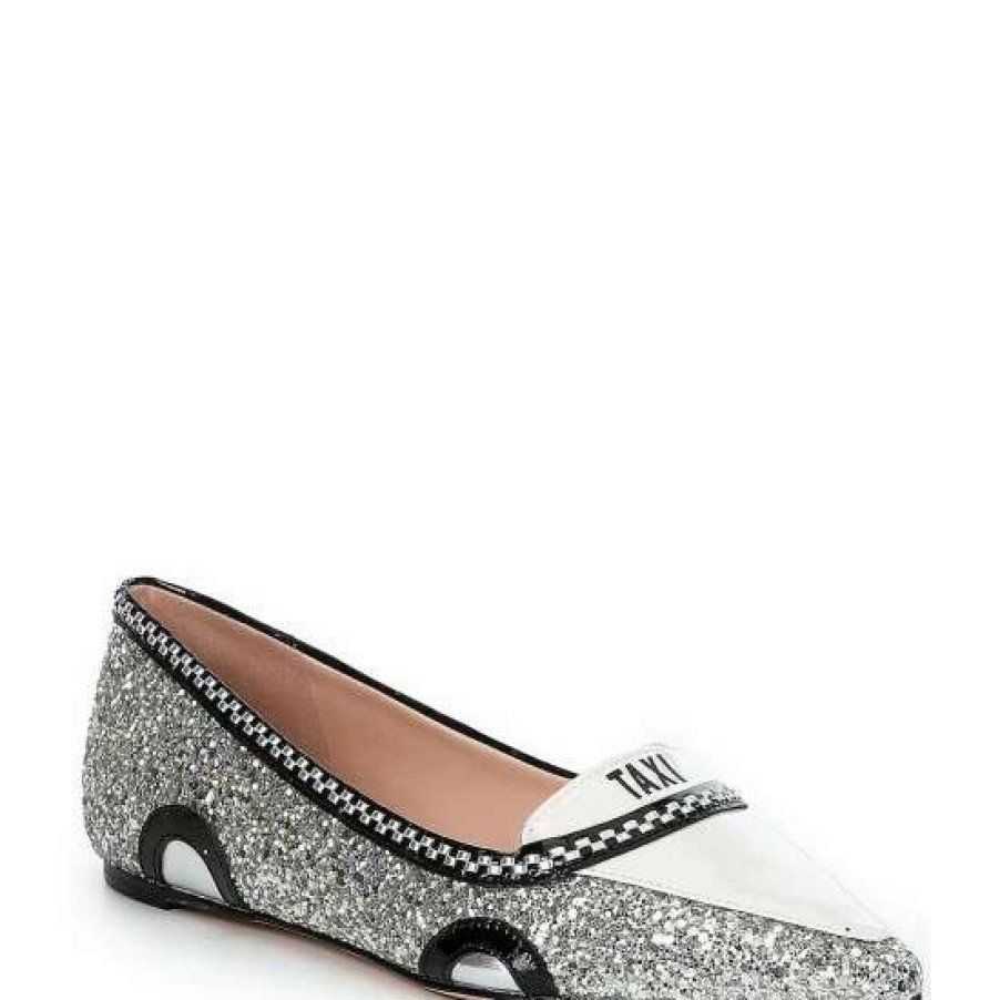 Shoes * | Buy Kate Spade New York Gogo Taxi Glitter Accent Pointed Toe Flats Silver/Gold