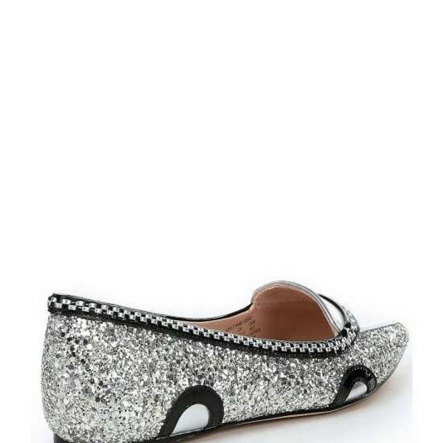 Shoes * | Buy Kate Spade New York Gogo Taxi Glitter Accent Pointed Toe Flats Silver/Gold