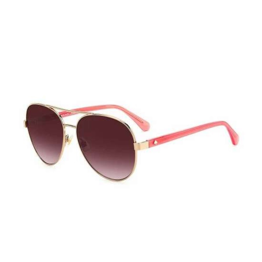 Accessories * | Outlet Kate Spade New York Women'S Averie Aviator Sunglasses Red Gold