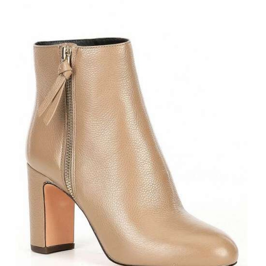 Shoes * | Promo Kate Spade New York Knott Leather Heel Booties Rustic Brown