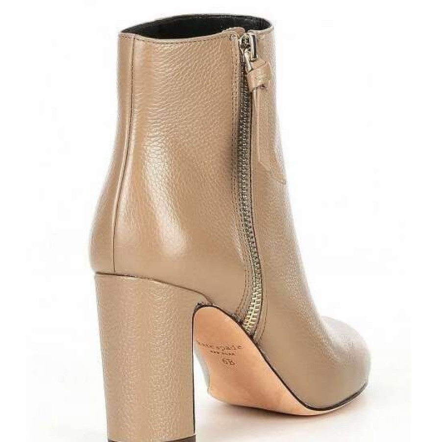 Shoes * | Promo Kate Spade New York Knott Leather Heel Booties Rustic Brown