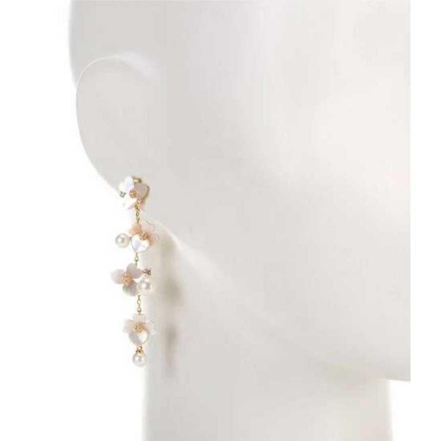 Accessories * | Coupon Kate Spade New York Precious Pansy Linear Earrings White Multi/Gold