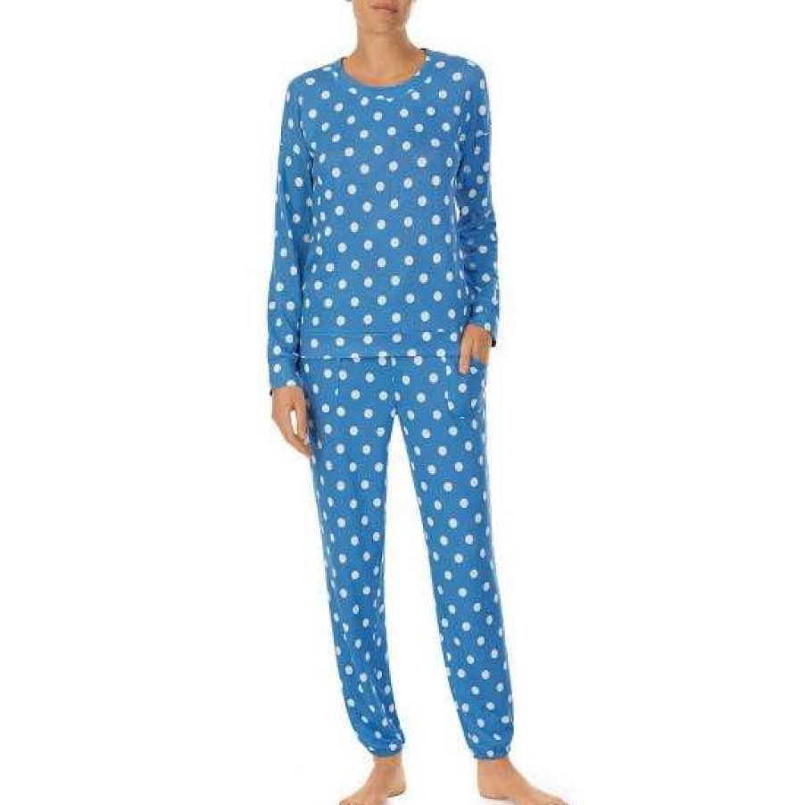 Lingerie * | Buy Kate Spade New York Sweater Knit Long Sleeve Crew Neck Dot Print Pajama Set