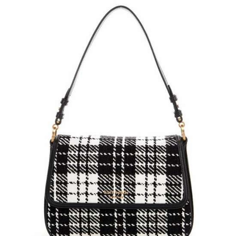 Handbags * | Best Sale Kate Spade New York Hudson Posh Plaid Convertible Shoulder Bag Black Multi