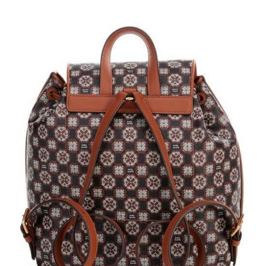 Handbags * | Deals Kate Spade New York Floral Monogram Canvas Medium Backpack Black Multi