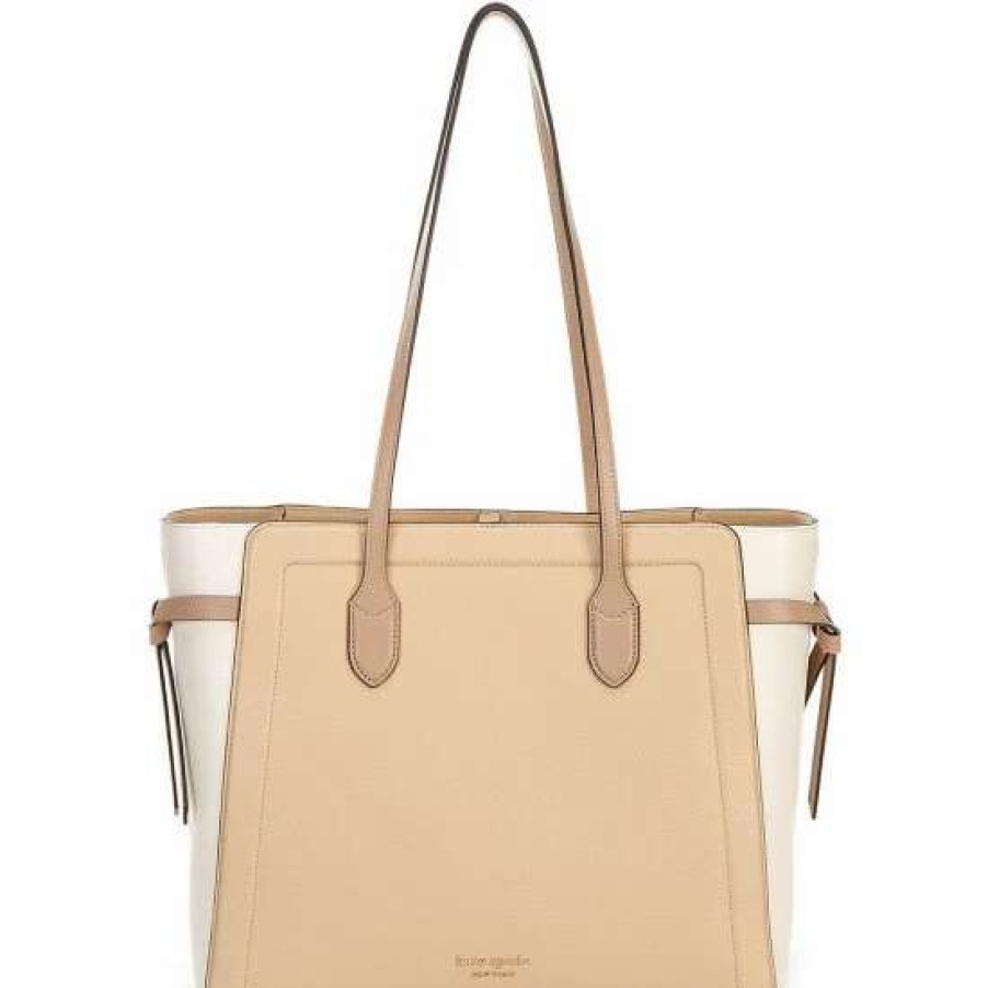 Handbags * | Wholesale Kate Spade New York Knott Colorblock Large Leather Tote Bag Warm Stone Multi