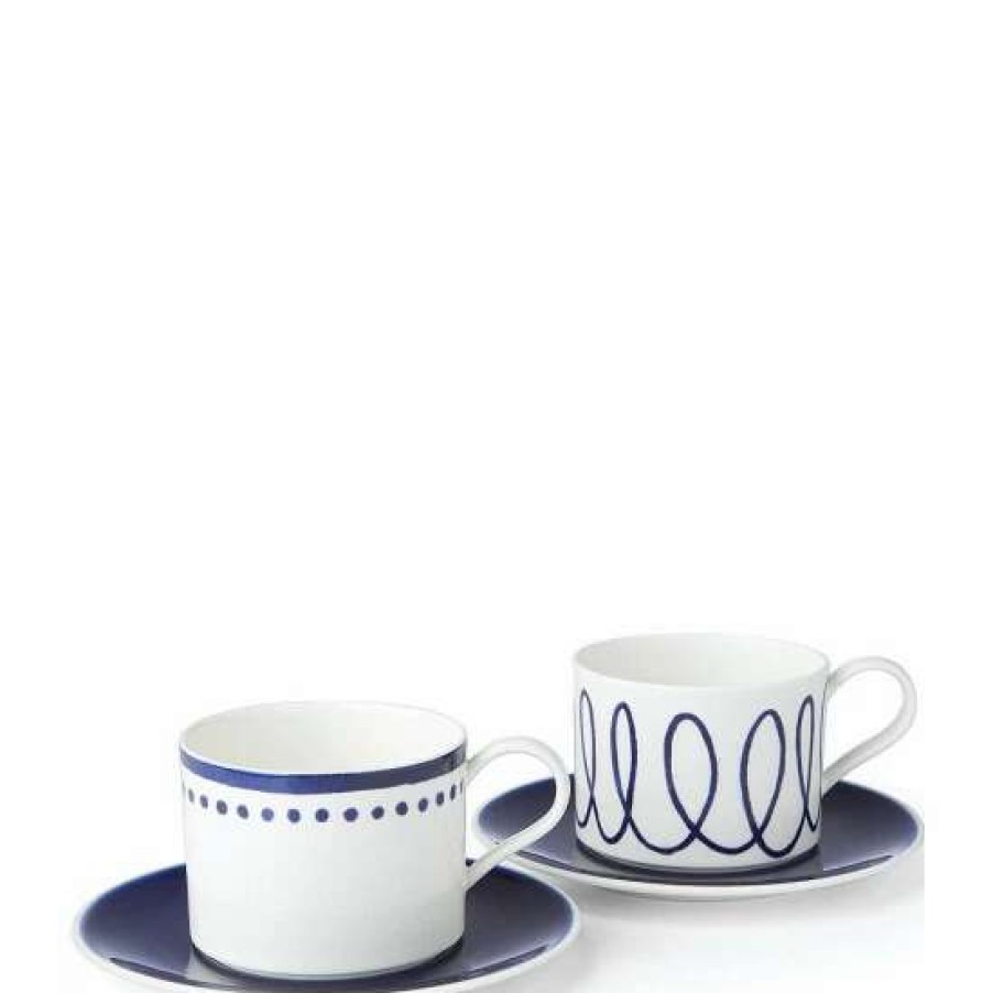 Home * | Flash Sale Kate Spade New York Charlotte Street 2-Piece Cup & Saucer Set White