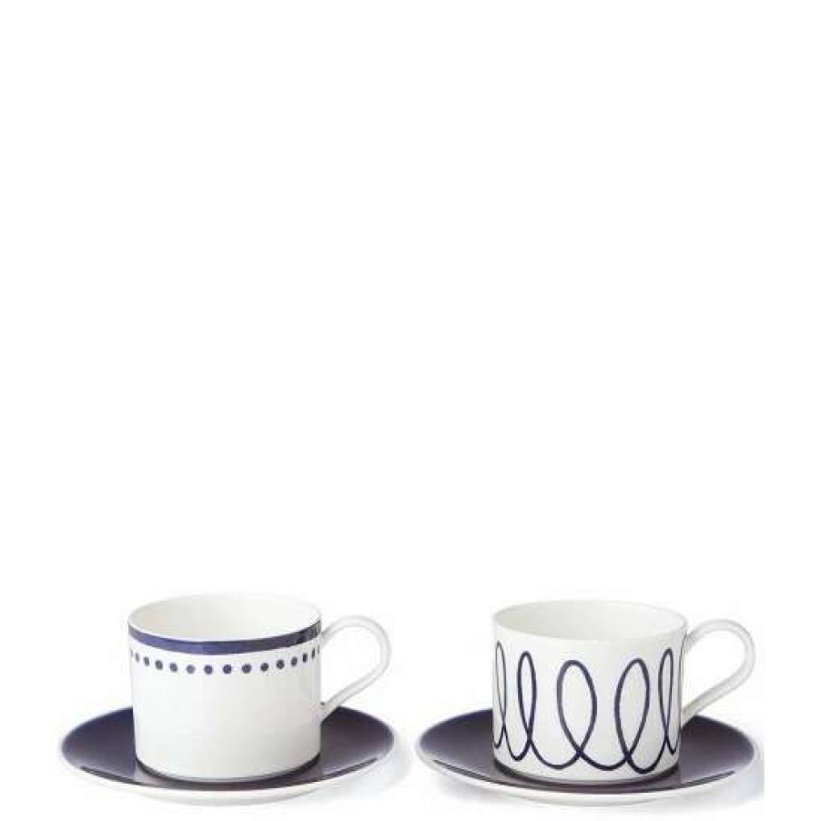 Home * | Flash Sale Kate Spade New York Charlotte Street 2-Piece Cup & Saucer Set White