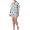 Lingerie * | Best Reviews Of Kate Spade New York Plus Printed Short Sleeve Notch Collar Shorty Pajama Set Green/Novel